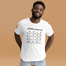 Load image into Gallery viewer, Jesus Deserves More Than Four Chords T-Shirt (white)