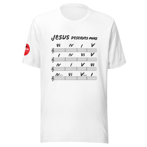 Jesus Deserves More Than Four Chords T-Shirt (white)